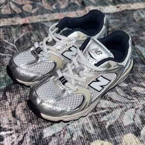 New Balance Kids' Metallic Silver Sneakers